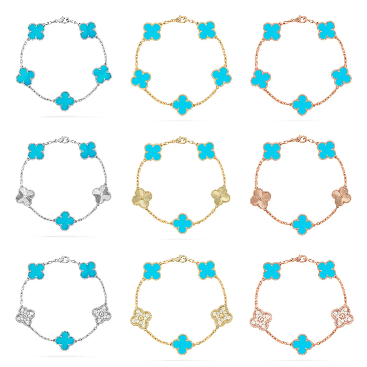 [⭐Shinejoy] CLOVER 5 MOTIF TURQUOISE BRACELET COLLECTION