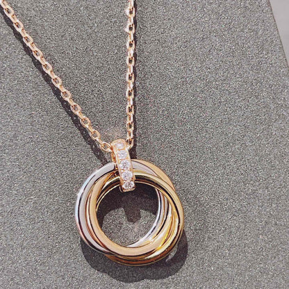 [⭐Shinejoy]TRINITY NECKLACE GOLD  DIAMONDS