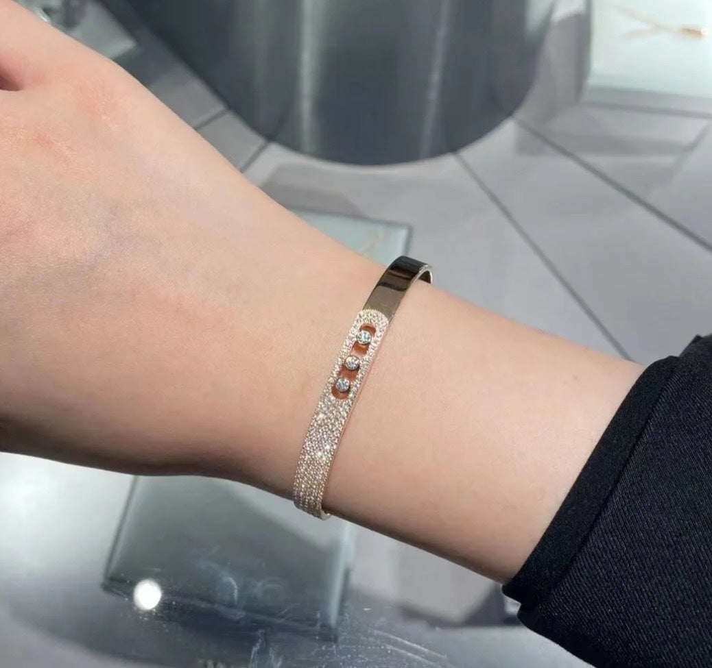 [⭐Shinejoy]Move Noa Rose Gold Pavé Diamond Bangle Bracelet