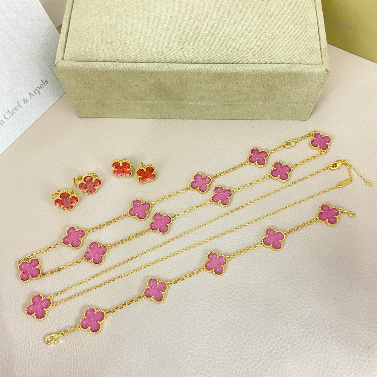 [⭐Shinejoy]CLOVER 10 MOTIFS  NEW BUBBLE PINK ENAMEL