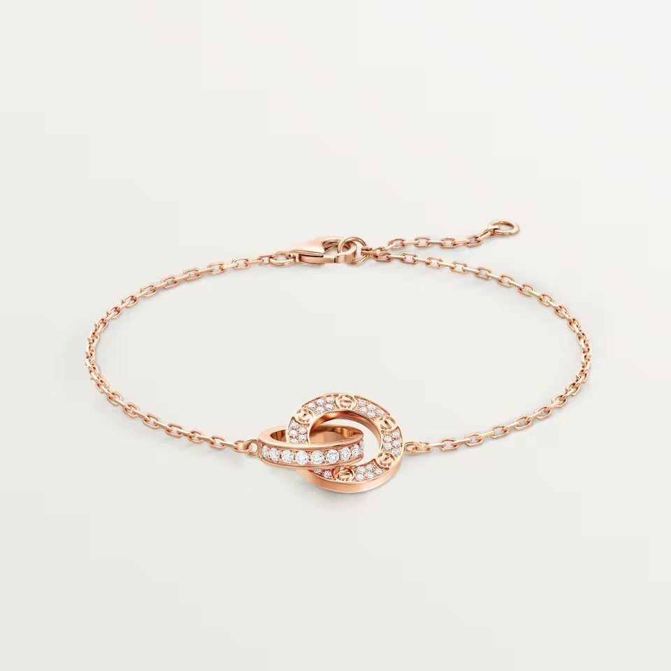 [⭐Shinejoy]LOVE DOUBLE RING FULL DIAMOND BRACELET