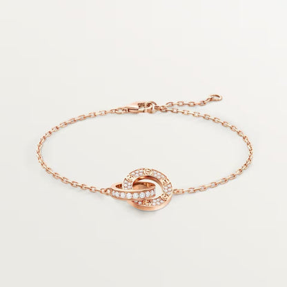 [⭐Shinejoy]LOVE DOUBLE RING FULL DIAMOND BRACELET