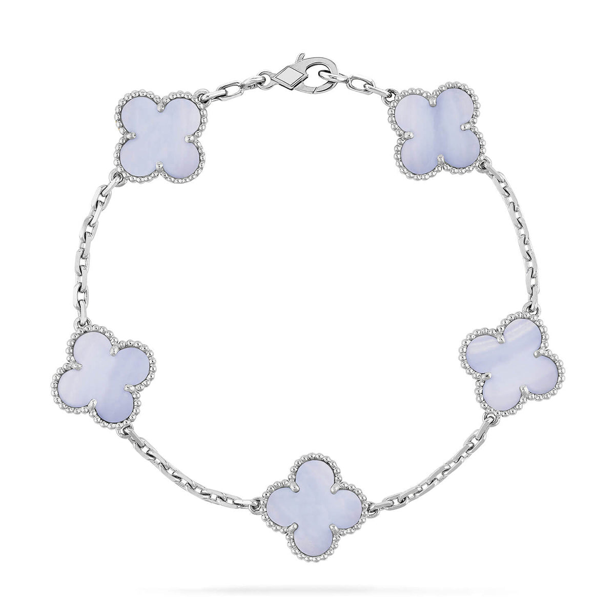[⭐Shinejoy] CLOVER 5 MOTIF PURPLE CHALCEDONY BRACELET COLLECTION