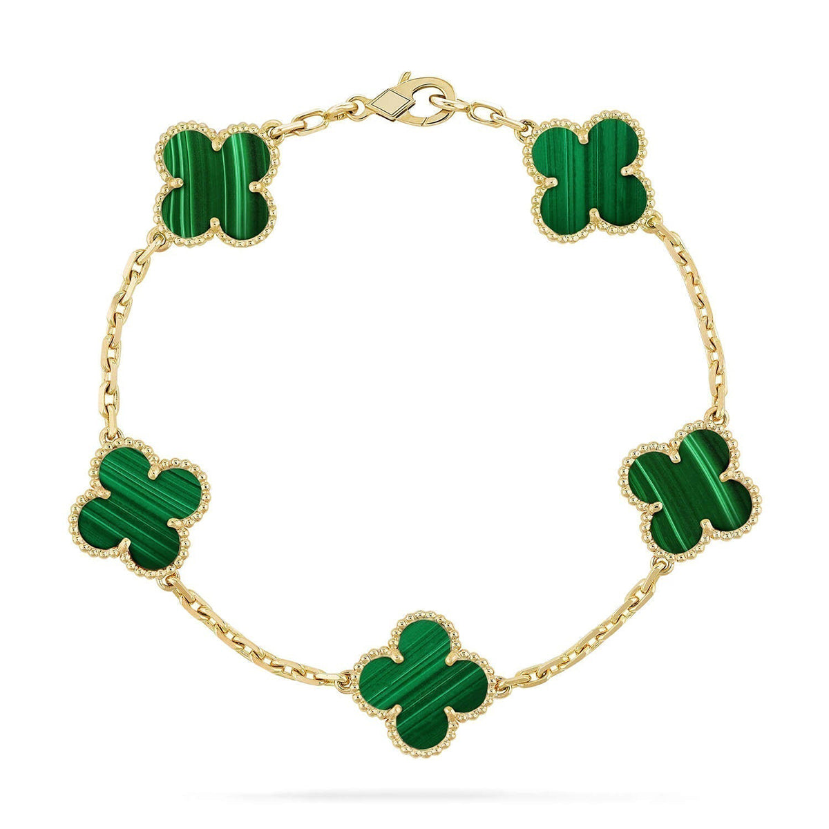 [⭐Shinejoy] CLOVER 5 MOTIF MALACHITE BRACELET COLLECTION