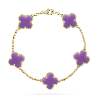 [⭐Shinejoy]CLOVER 5 MOTIF LIGHT PURPLE BRACELET COLLECTION
