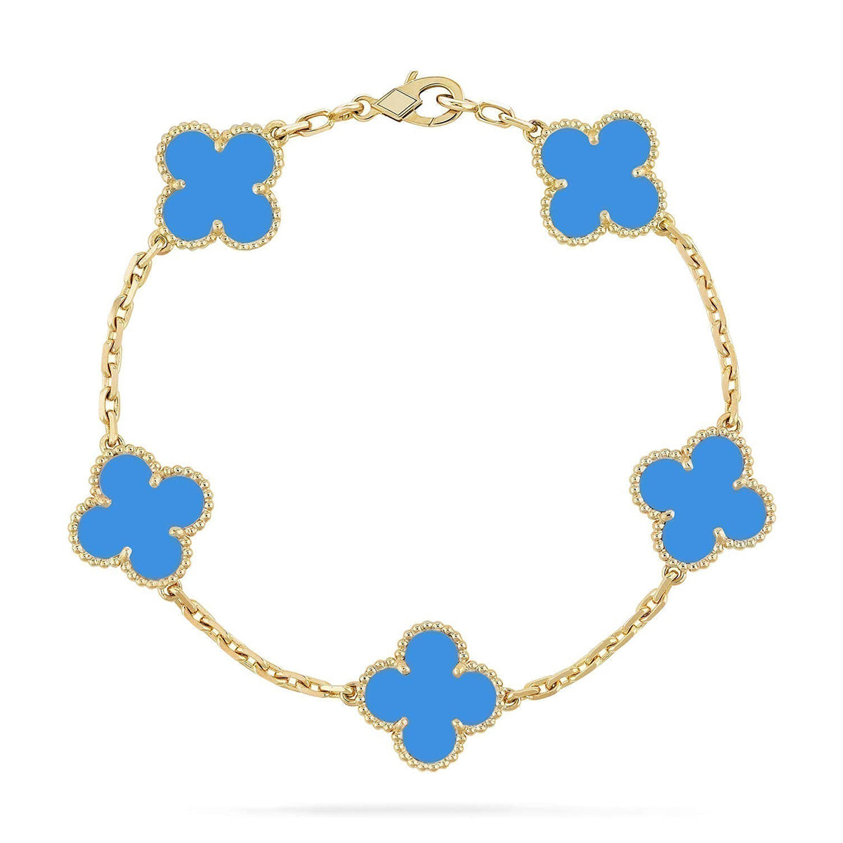 [⭐Shinejoy] CLOVER 5 MOTIF BLUE AGATE BRACELET COLLECTION