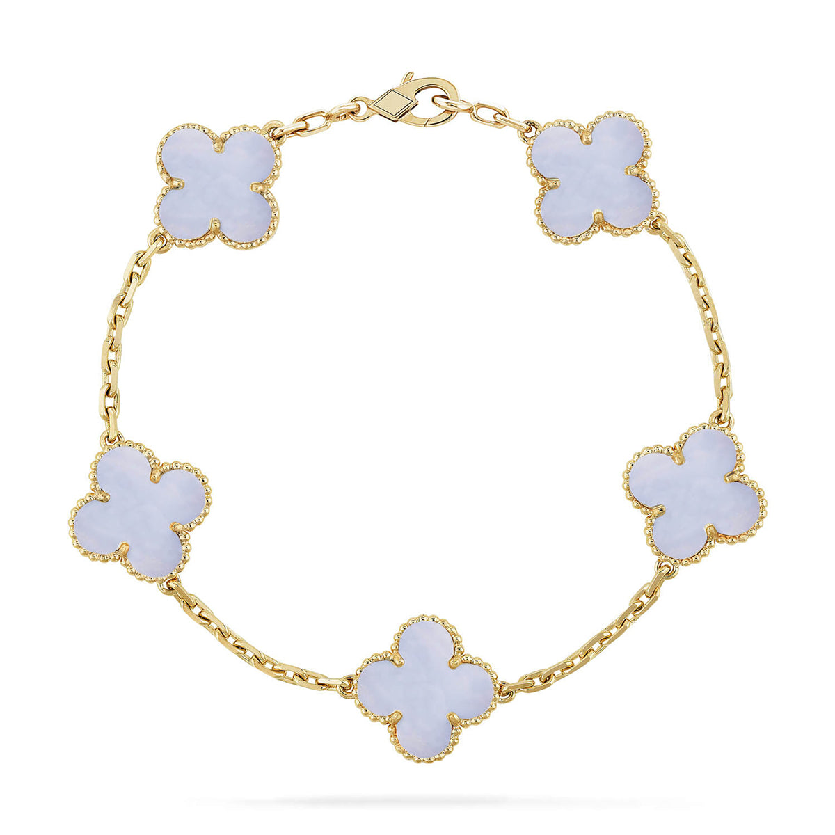 [⭐Shinejoy] CLOVER 5 MOTIF PURPLE CHALCEDONY BRACELET COLLECTION