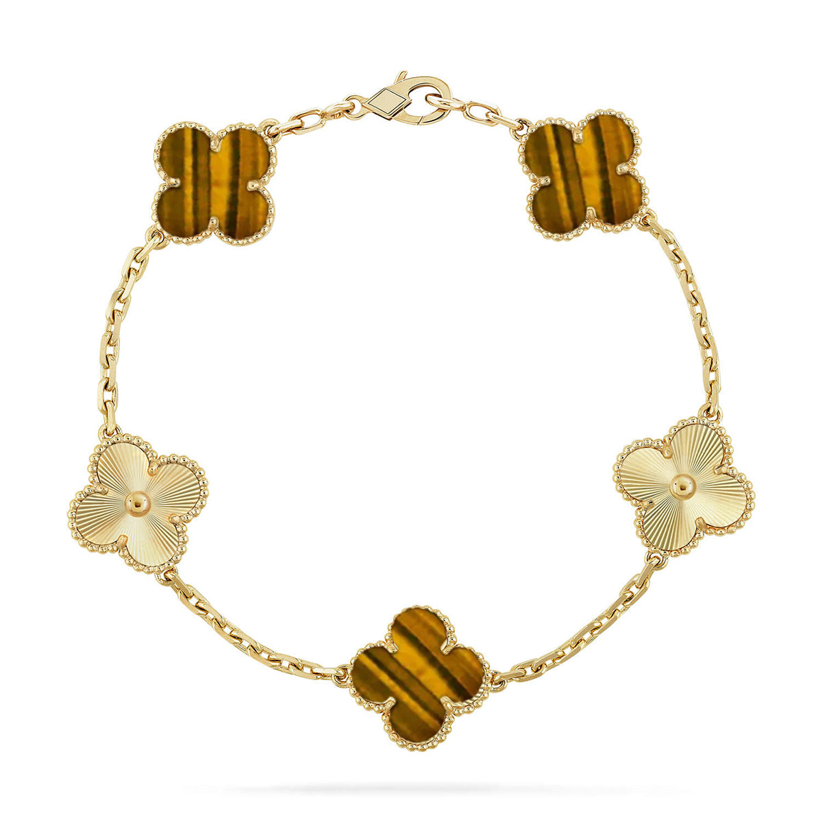 [⭐Shinejoy] CLOVER 5 MOTIFS TIGER EYE BRACELET COLLECTION