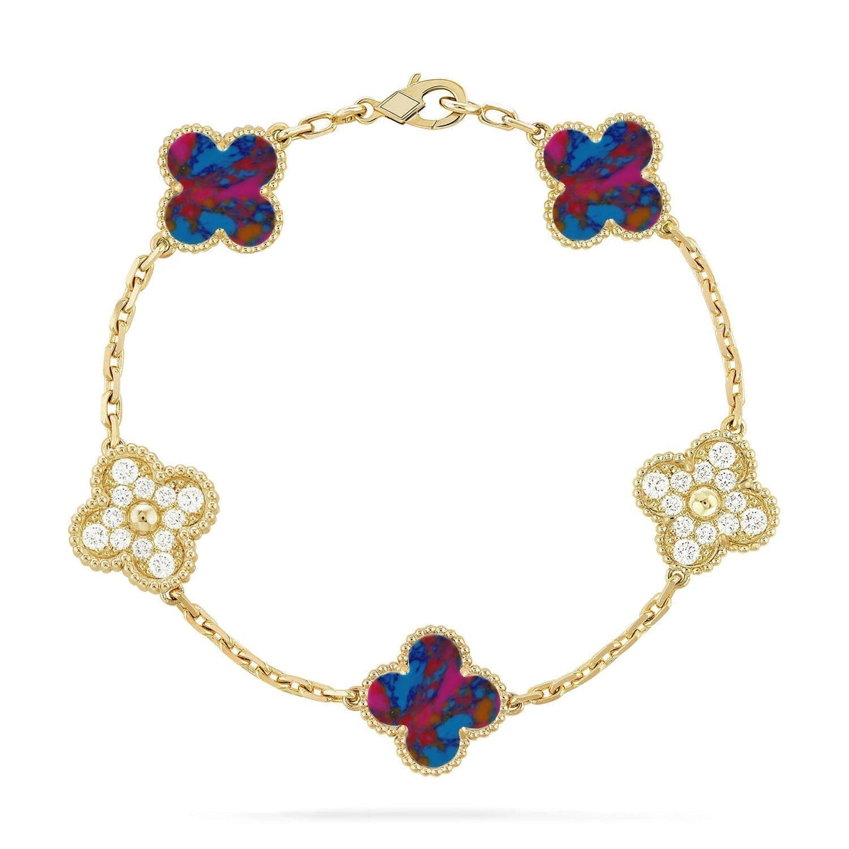 [⭐Shinejoy]CLOVER 5 MOTIF COLOR GEMSTONES BRACELET COLLECTION