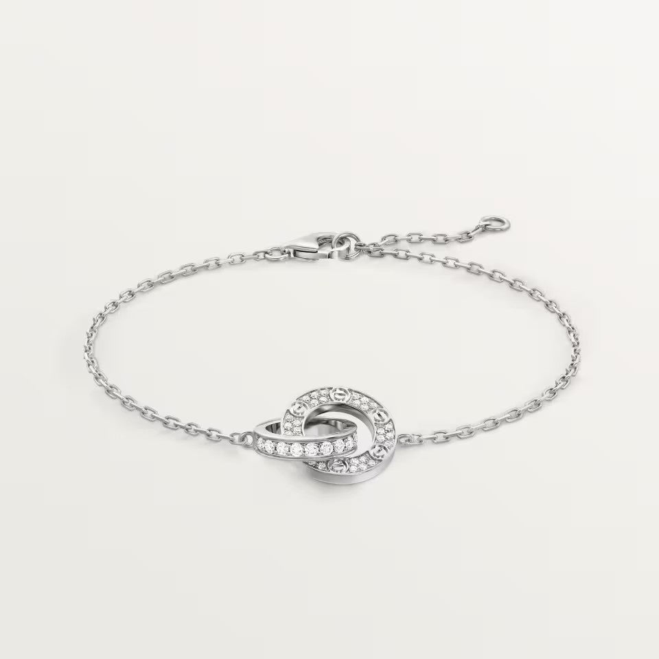 [⭐Shinejoy]LOVE DOUBLE RING FULL DIAMOND BRACELET