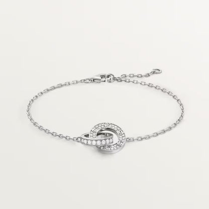 [⭐Shinejoy]LOVE DOUBLE RING FULL DIAMOND BRACELET