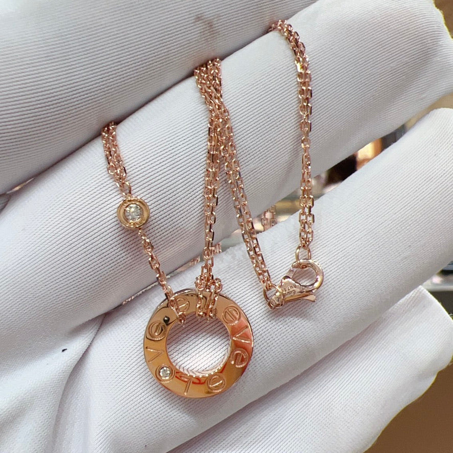 [⭐Shinejoy]LOVE NECKLACE 16MM 2 DIAMONDS