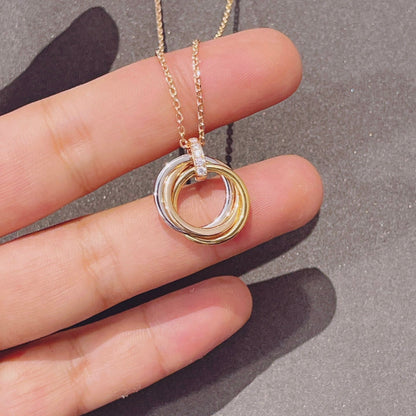 [⭐Shinejoy]TRINITY NECKLACE GOLD  DIAMONDS