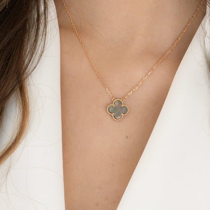 [⭐Shinejoy]CLOVER 15MM  GRAY MOTHER OF PEARL NECKLACE