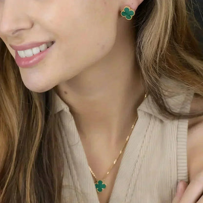[⭐Shinejoy]CLOVER MINI 9.5MM MALACHITE  EARRINGS