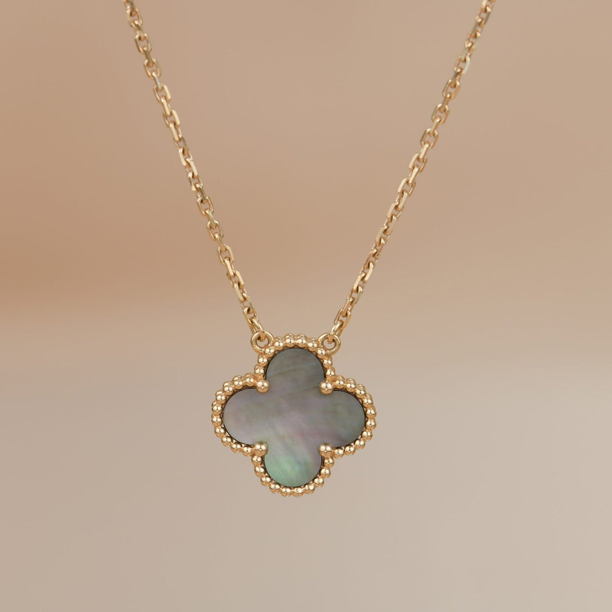 [⭐Shinejoy]CLOVER 15MM  GRAY MOTHER OF PEARL NECKLACE