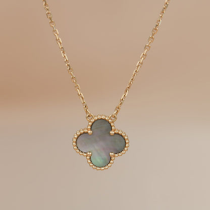 [⭐Shinejoy]CLOVER 15MM  GRAY MOTHER OF PEARL NECKLACE