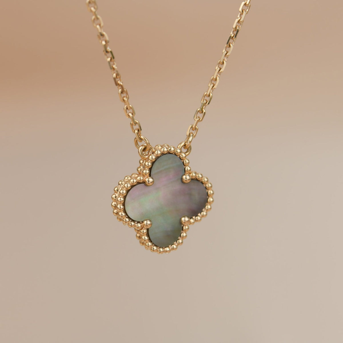 [⭐Shinejoy]CLOVER 15MM  GRAY MOTHER OF PEARL NECKLACE