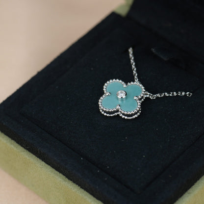 [⭐Shinejoy]CLOVER 15MM DIAMOND SVRES PORCELAIN  NECKLACE SILVER
