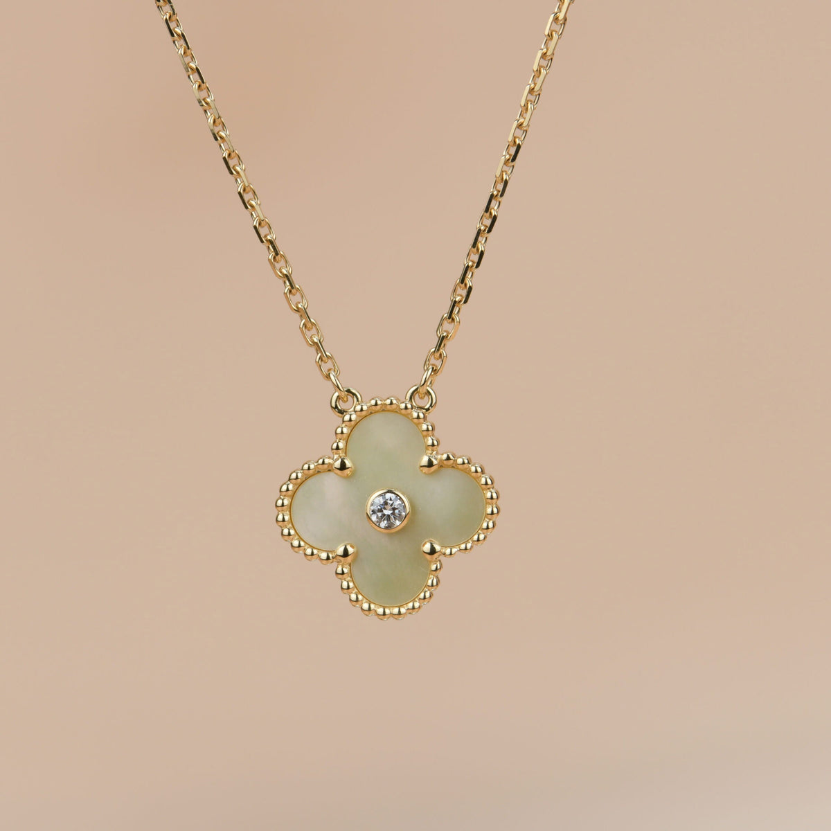 [⭐Shinejoy]CLOVER 15MM DIAMOND GOLD MOTHER OF PEARL NECKLACE