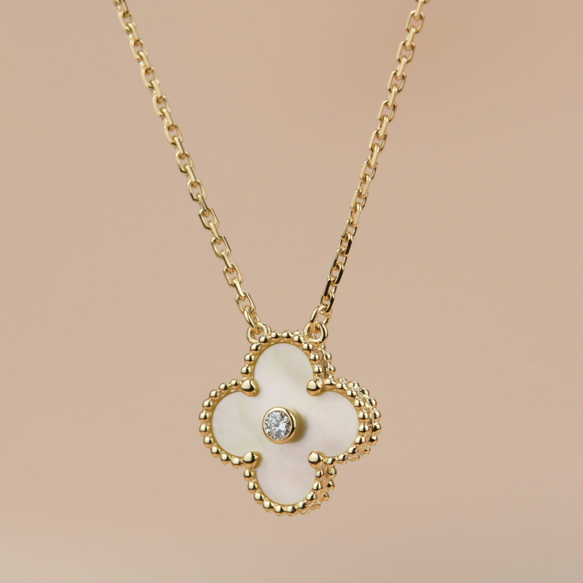 [⭐Shinejoy]CLOVER 15MM DIAMOND GOLD MOTHER OF PEARL NECKLACE