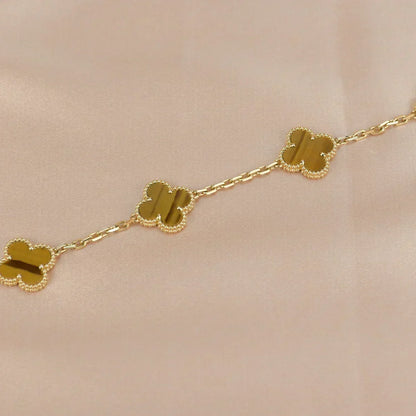 [⭐Shinejoy] CLOVER 5 MOTIFS TIGER EYE BRACELET COLLECTION