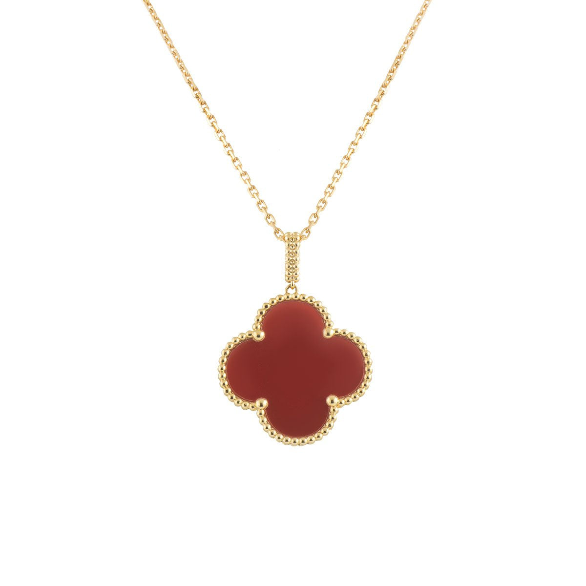 [⭐Shinejoy]CLOVER 25MM NECKLACE GOLD CARNELIAN