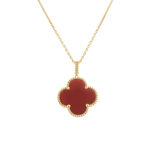 [⭐Shinejoy]CLOVER 25MM NECKLACE GOLD CARNELIAN