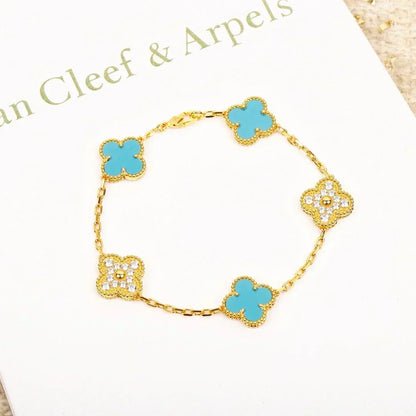 [⭐Shinejoy] CLOVER 5 MOTIF TURQUOISE BRACELET COLLECTION