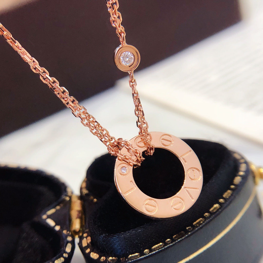 [⭐Shinejoy]LOVE NECKLACE 16MM 2 DIAMONDS