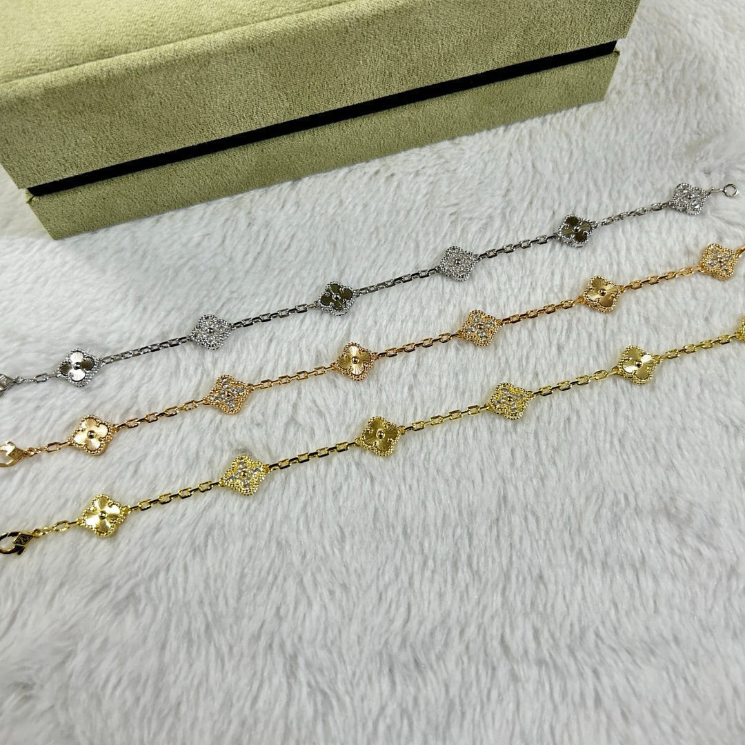 [⭐Shinejoy]CLOVER 6 MOTIF DIAMOND LASER BRACELET