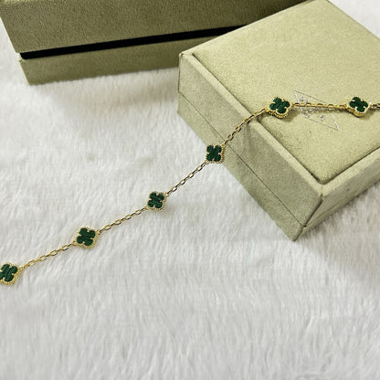 [⭐Shinejoy]CLOVER 6 MOTIF MALACHITE BRACELET
