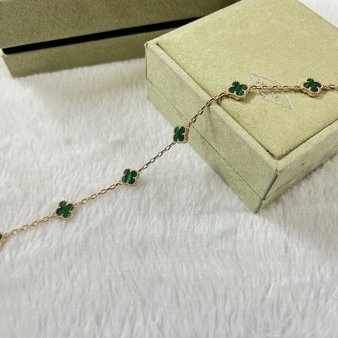 [⭐Shinejoy]CLOVER 6 MOTIF MALACHITE BRACELET