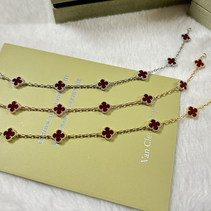 [⭐Shinejoy]CLOVER 6 MOTIF RED AGATE BRACELET