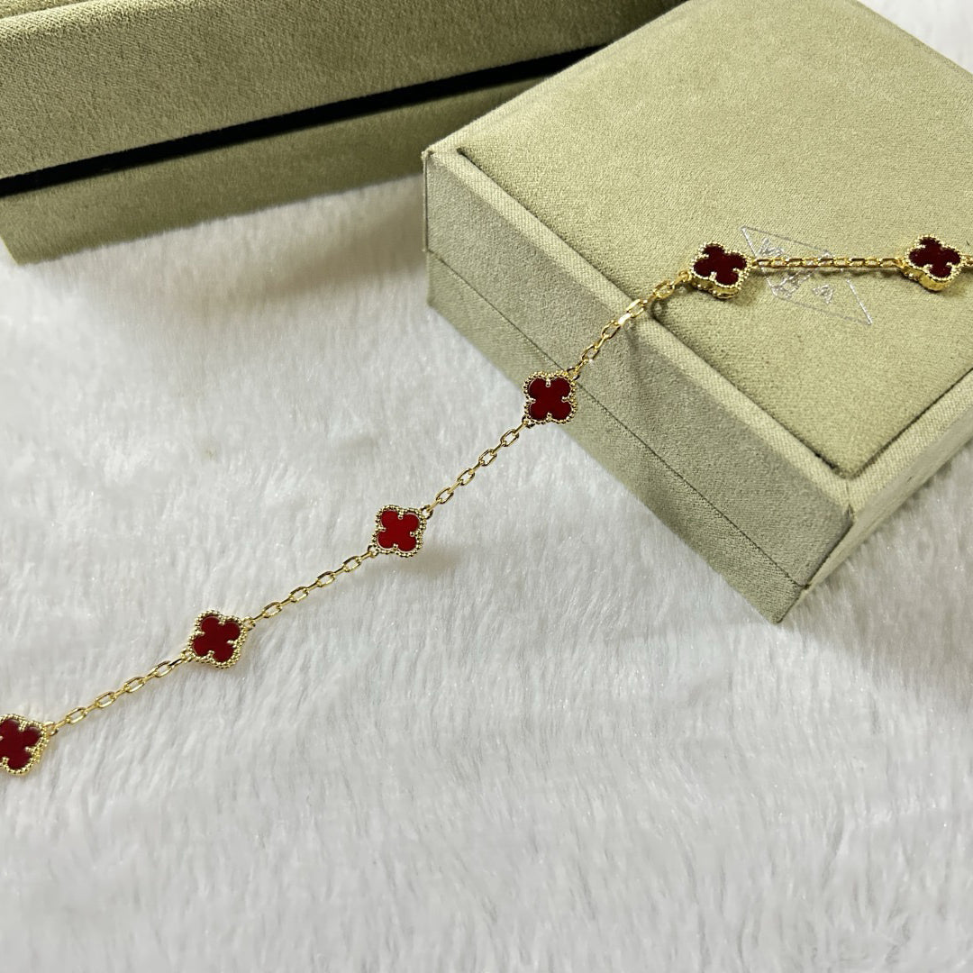 [⭐Shinejoy]CLOVER 6 MOTIF RED AGATE BRACELET