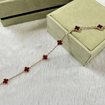 [⭐Shinejoy]CLOVER 6 MOTIF RED AGATE BRACELET