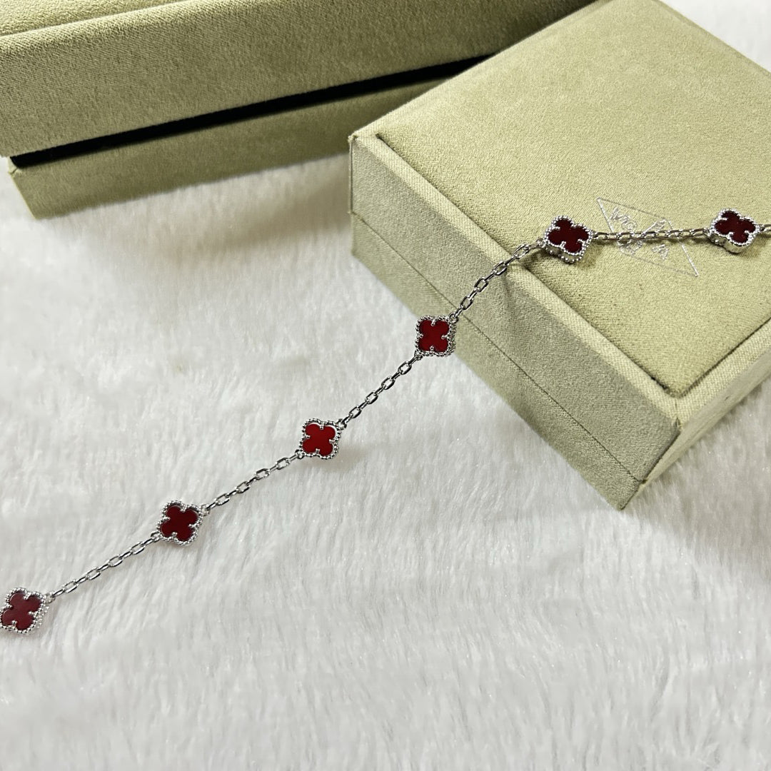 [⭐Shinejoy]CLOVER 6 MOTIF RED AGATE BRACELET
