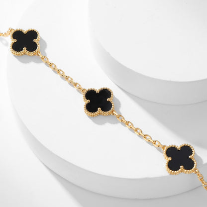 [⭐Shinejoy]CLOVER 10 MOTIFS ONYX NECKLACE