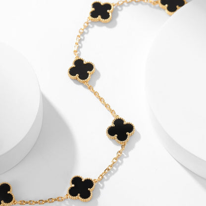 [⭐Shinejoy]CLOVER 10 MOTIFS ONYX NECKLACE