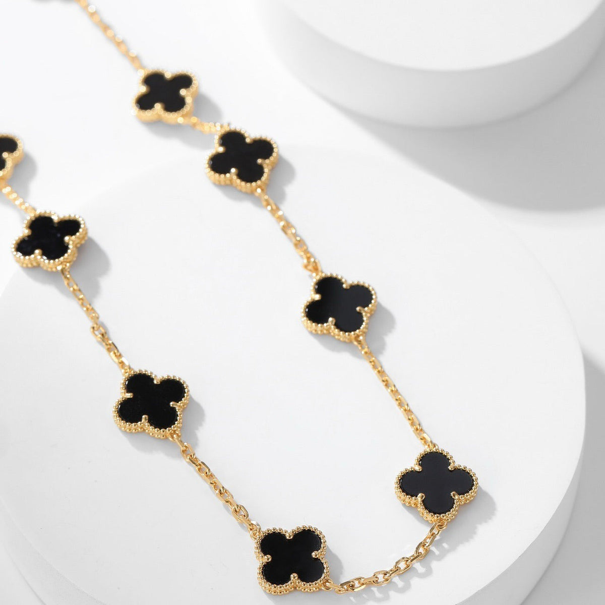 [⭐Shinejoy]CLOVER 10 MOTIFS ONYX NECKLACE