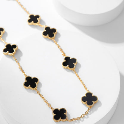 [⭐Shinejoy]CLOVER 10 MOTIFS ONYX NECKLACE