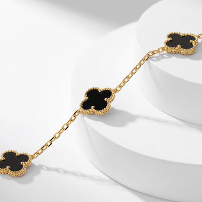[⭐Shinejoy]CLOVER 10 MOTIFS ONYX NECKLACE