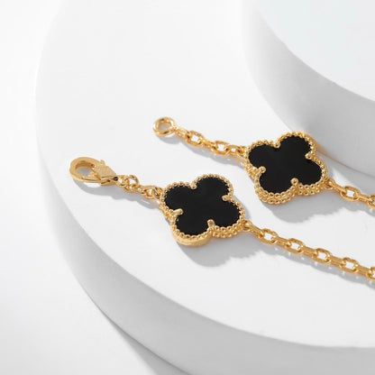 [⭐Shinejoy]CLOVER 10 MOTIFS ONYX NECKLACE