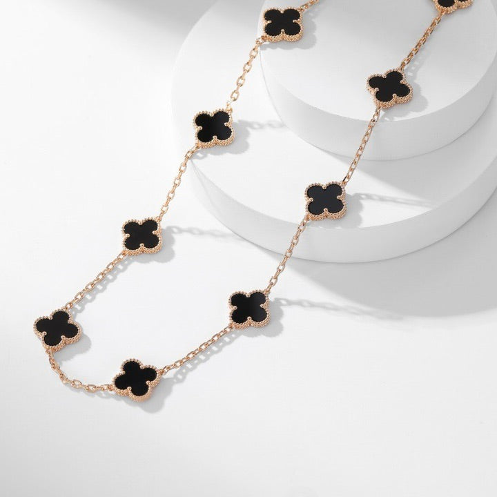 [⭐Shinejoy]CLOVER 10 MOTIFS ONYX NECKLACE