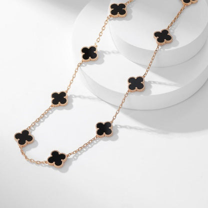 [⭐Shinejoy]CLOVER 10 MOTIFS ONYX NECKLACE