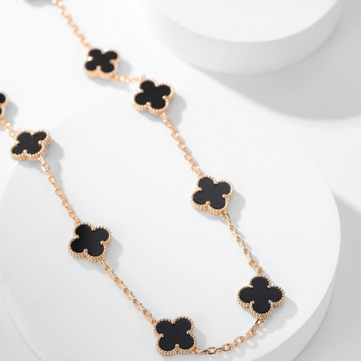 [⭐Shinejoy]CLOVER 10 MOTIFS ONYX NECKLACE
