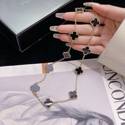 [⭐Shinejoy]CLOVER 10 MOTIFS ONYX NECKLACE