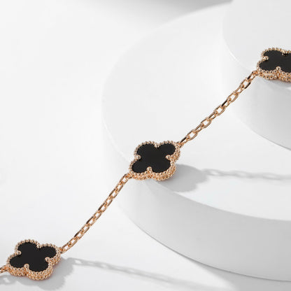 [⭐Shinejoy]CLOVER 10 MOTIFS ONYX NECKLACE