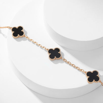 [⭐Shinejoy]CLOVER 10 MOTIFS ONYX NECKLACE