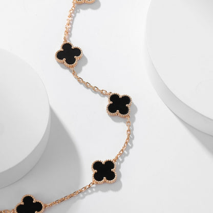 [⭐Shinejoy]CLOVER 10 MOTIFS ONYX NECKLACE